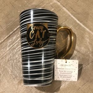 NWT Crazy Cat Lady porcelain travel mug